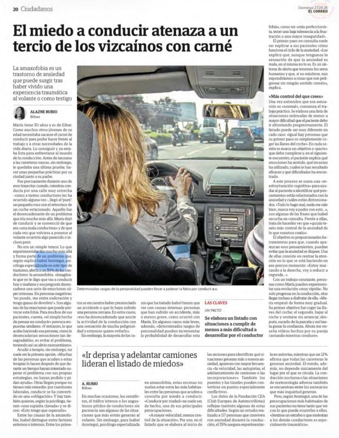 Entrevista en "El Correo" sobre la amaxofobia